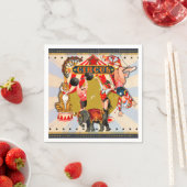 Oude Retro Circus Verjaardagsfeestje Servet (Insitu)