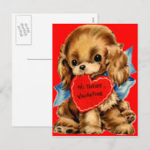 Oude Retro Cocker Spaniel Puppy Valentijn Feestdagenkaart (Voorkant / Achterkant)