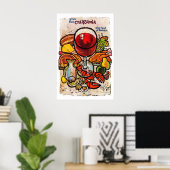 Oude Retro Dranken Wijn Champagne Eten Feest Poster (Thuiskantoor)