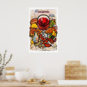 Oude Retro Dranken Wijn Champagne Eten Feest Poster (Keuken)