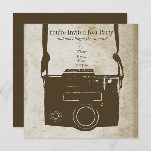 Oude Retro Film Camera op Antiek papier Kaart (Voorkant / Achterkant)