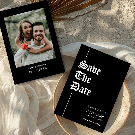 Oude Retro Foto Zwart Wit Bruiloft Save The Date