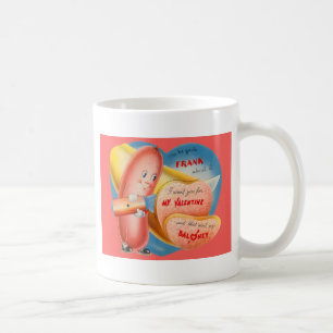 Oude Retro Hotdog Snij Baloney Valentijnskaart Koffiemok
