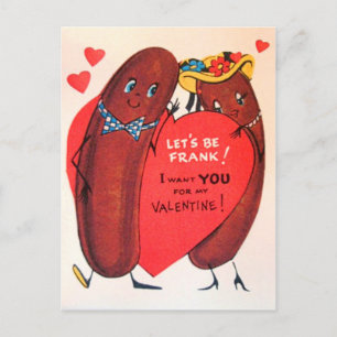 Oude Retro Hotdog Valentijn Feestdagenkaart
