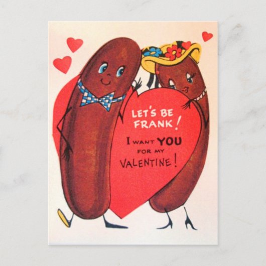 Oude Retro Hotdog Valentijn Feestdagenkaart (Voorkant)