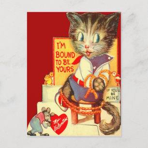 Oude Retro Kat Gekidnapt Valentijnkaart Feestdagenkaart