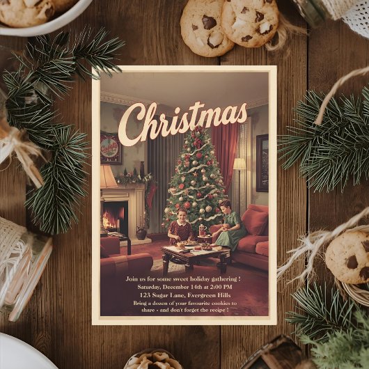 Oude Retro Kerstfeest  Kaart