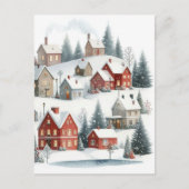 Oude retro kersthuizen in sneeuw ansichtkaart briefkaart (Voorkant)
