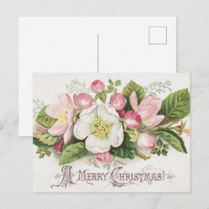 Oude Retro Kerstkaart, Appelbloesem Briefkaart