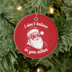 Oude Retro Kerstman Ik geloof ook niet in jou Keramisch Ornament
