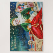 Oude Retro Kerstman Kerst Postkaart Legpuzzel (Verticaal)