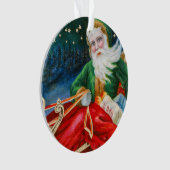 Oude Retro Kerstman Kerst Postkaart Ornament (voorkant)