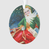 Oude Retro Kerstman Kerst Postkaart Ornament (voorkant)