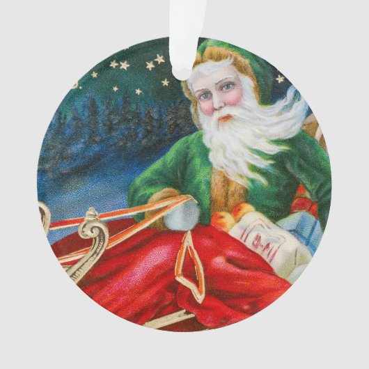 Oude Retro Kerstman Kerst Postkaart Ornament (voorkant)