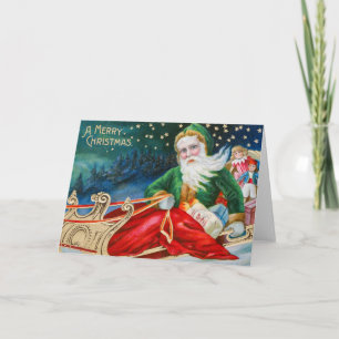 Oude Retro Kerstman Kerstmis Ansichtkaart Kaart