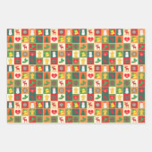 Oude Retro Kerstpatroon Inpakpapier Vel (Voorkant 2)