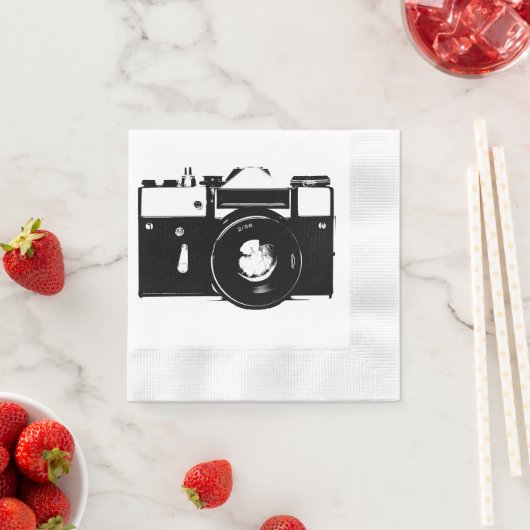 Oude retro monochrome spiegelreflexcamera servet (Insitu)