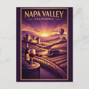Oude Retro Napa Valley California Wijn Ansichtkaar Briefkaart