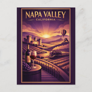 Oude Retro Napa Valley California Wijn Ansichtkaar Briefkaart