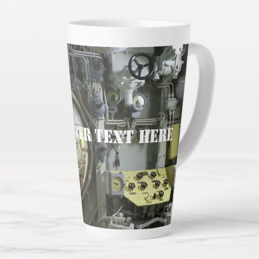 oude retro-onderzeeboot latte mok (Rechterhoek)