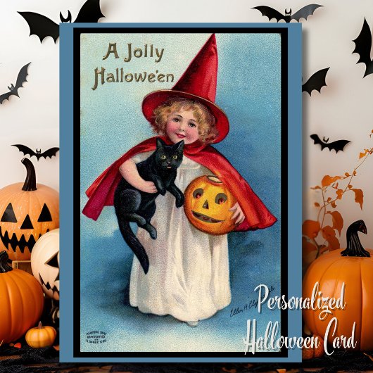 Oude Retro Prettig Halloween Persoonlijk Feestdagen Kaart