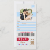 Oude Retro Trouw RSVP Treinkaartje Stub foto Kaart (Voorkant)