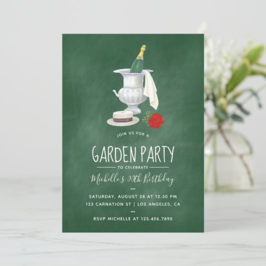 Oude retro tuinfestijn groene krijtbord kaart (Staand voorkant)