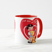 Oude Retro Valentijnsdag, Jongen Muziek Banjo Mok (Voorkant rechts)