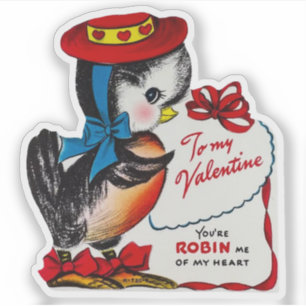 Oude Retro Valentijnsdag Robin Vogel Valentijn Sticker