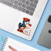 Oude Retro Valentijnsdag Robin Vogel Valentijn Sticker (Laptop met iPhone)