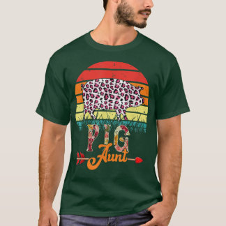 Oude Retro Varken Tante Bloemen Luipaard Varken Mo T-shirt