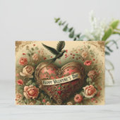 Oude/retro/Victoriaanse Valentijnsdag hart Feestdagenkaart (Staand voorkant)