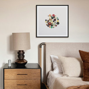 Oude Retro Vierkante Knoppen Kunstprint Poster