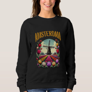 Oude Retro Windmolen Op Tulpveld Amsterdam Ne Trui
