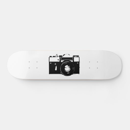 Oude retromonochrome SLR-camera Persoonlijk Skateboard (Horizontaal)