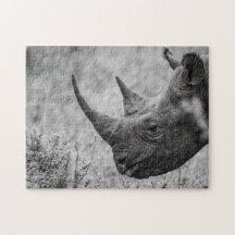 Oude Rhinoceros - zwarte en witte HD-foto Puzzle