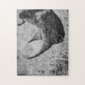 Oude Rhinoceros - zwarte en witte HD-foto Puzzle Legpuzzel (Verticaal)