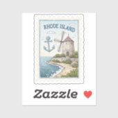Oude Rhode Island-windmolenankerzegel Sticker (Vel)