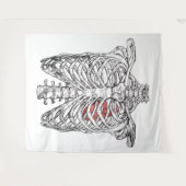 Oude ribbenkast- en hartanatomie Halloween Wandkleed (Voorkant (horizontaal))