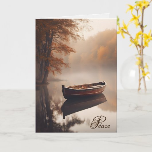 Oude Rij Boot op Herfst Lake Kaart (Gele Bloem)