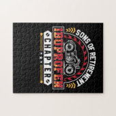 Oude rijders met een grappige motorfiets - zoon of legpuzzel (Horizontaal)