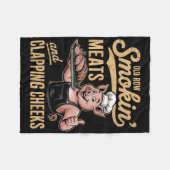 Oude rijen roken vlees en klappende wangen Grappig Fleece Deken (Voorkant (Horizontaal))