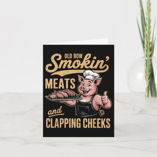 Oude rijen roken vlees en klappende wangen Grappig Kaart (Voorkant)