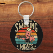 Oude rijen roken vlees en klappende wangen Grappig Sleutelhanger (Voorkant)