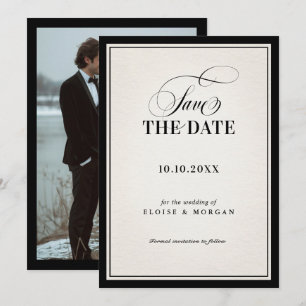 Oude Rijkdom Moderne Formele Zwarte Luxe Chic Brui Save The Date