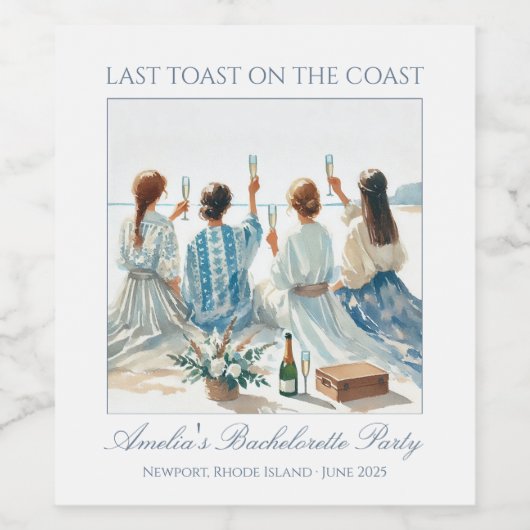 Oude Rijke Kust Chic Elegant Meisjesuitje Wijn Etiket (Enkel label)