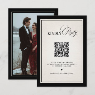 Oude Rijke Moderne Formele Zwarte Luxe Chic QR-cod RSVP Kaartje