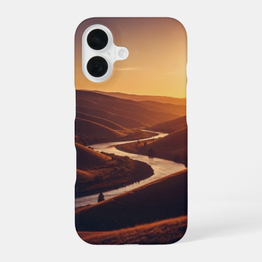 Oude rivier bij zonsondergang iPhone 16 hoesje (Achterkant)