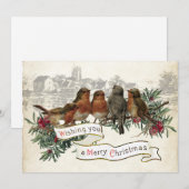Oude Robin Prettig Kerstmis Dorp Evergreen Feestdagenkaart (Voorkant / Achterkant)
