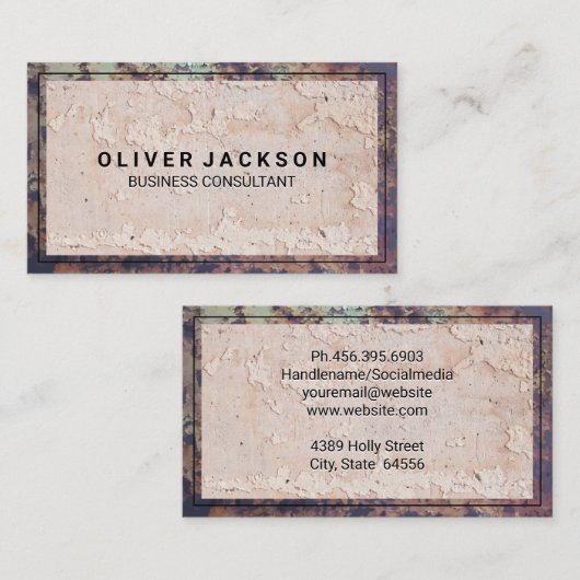Oude robuuste metalen grens | Wandtextiel Visitekaartje (Voorkant / Achterkant)